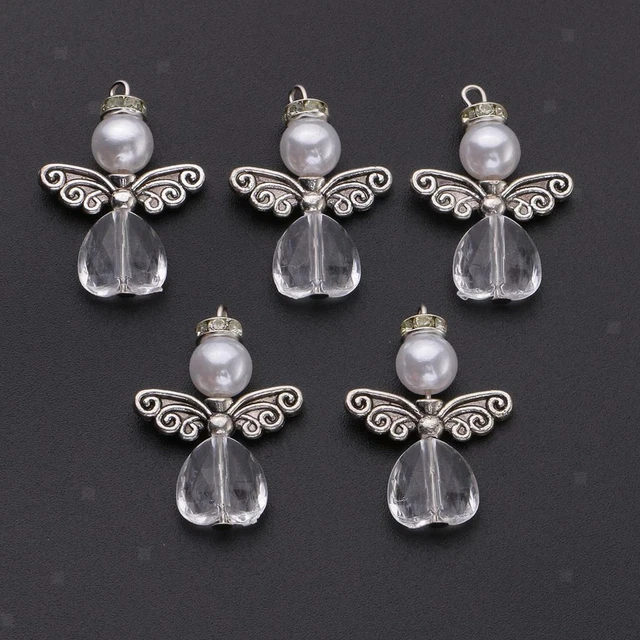 5 Stück tanzende Perle S baumeln Engelsflügel Charms Anhänger DIY Armband
