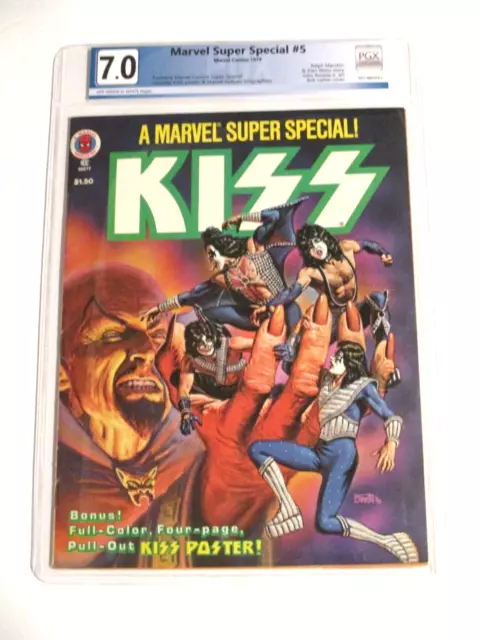 Marvel Super Special #5 Kiss W/Poster Gene Paul Ace  Pgx Graded 7.0 Free Cgc Bag