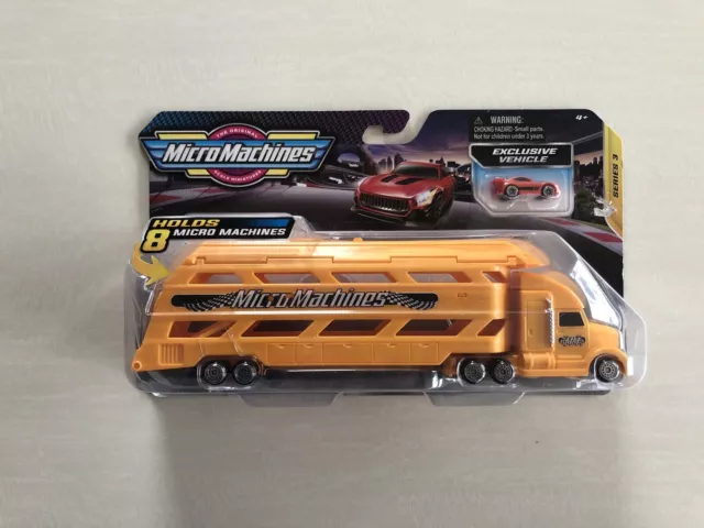 Micro Machines Camion de Transport Orange + voiture rouge  Hasbro