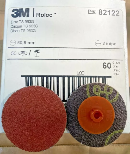 Qty:50 3M 963G 2” 60 Grit Roloc Ceramic Abrasive Disc Type S Quick Change