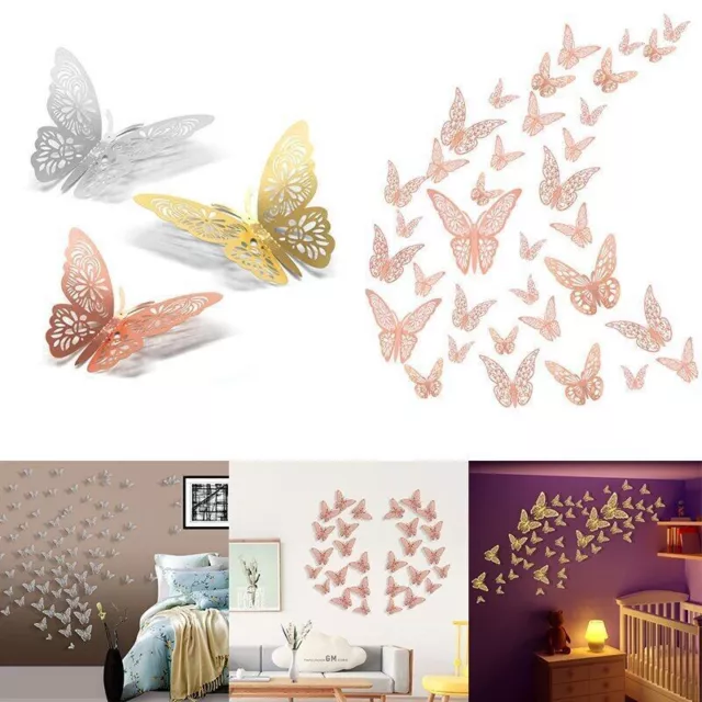 Pegatina de mariposa hueca 3D para Pared, decoración de sala de estar, arte arte