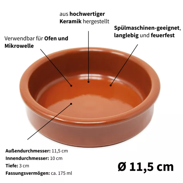 Tapas-Schalen Auflaufformen | 12 x Ton-Dessertschalen Ø11,5 cm | 175 ml bunt 2