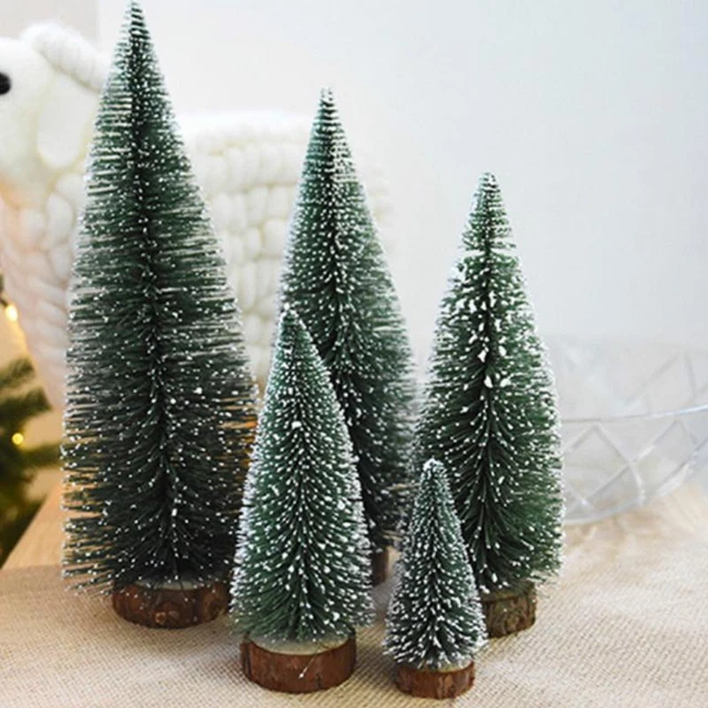 Miniature Christmas Tree Mini Pine Frosted Sisal Pine Trees Xmas Party Ornaments