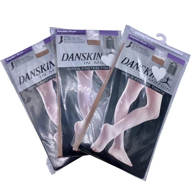 New Danskin Toddler Dance Skate Suntan Tights (3) Nylon Run Resistant Footed
