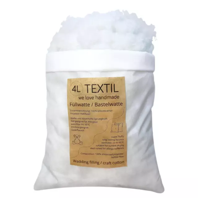 4L Textil Füllung für Kissen Schneewatte Bastel Watte Füllwatte Füllstoff  1 kg
