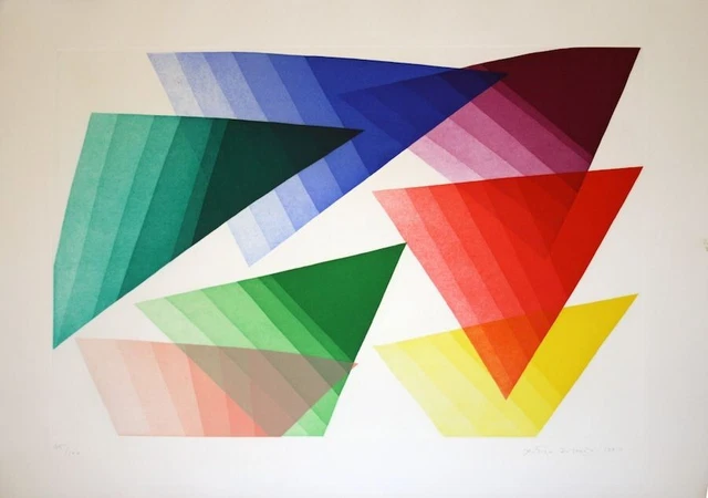 Piero Dorazio, Color Fax, acquatinta, 78x96 cm , 1990, COA, firmata