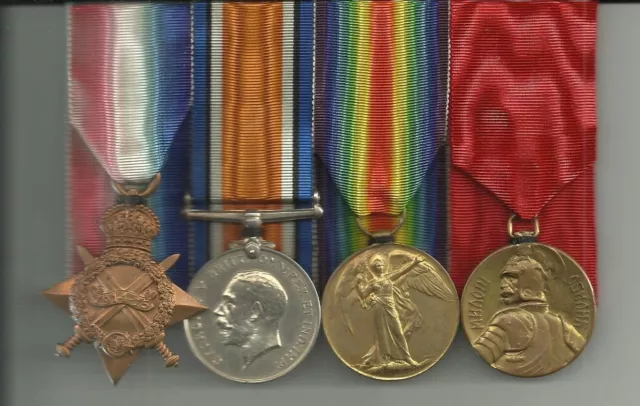 Ww1 1915 Trio & Serbian Gold Medal Bradley 9Th Bn West Yorks, Only 2 To Regt