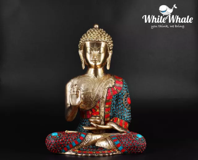 Buddha Statue Brass Handcrafted Buddhism Tibetan Budha Figurine Sculpture Figure