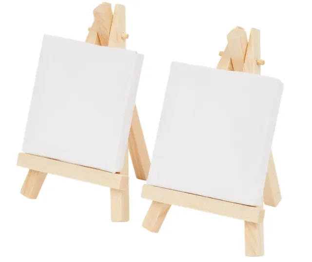 2 x Mini Künstlerleinwände FSC® 7 x 7 cm - Inkl. Staffelei, Leinwand, Dekoration