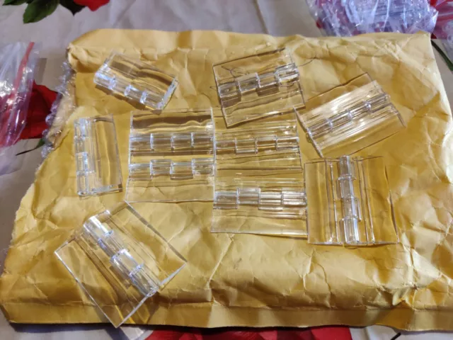 10x Cerniera In Plastica Pieghevole Trasparente 45x38mm