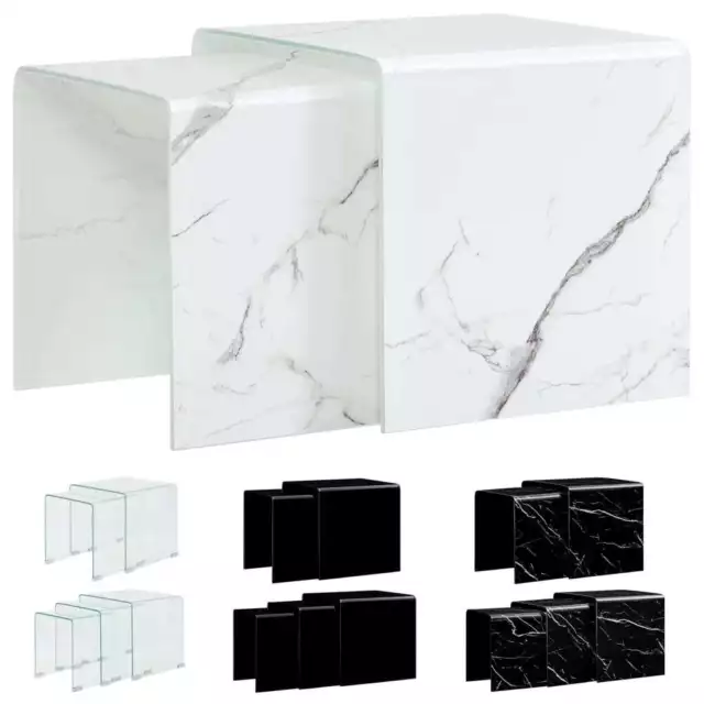 Satztisch Marmor-Effekt Hartglas Beistelltisch Tisch mehrere Auswahl vidaXL
