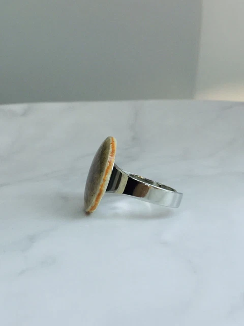 Brown Statement Ring - Porcelain Crackle Glazed Large Round  Circle Statement 5
