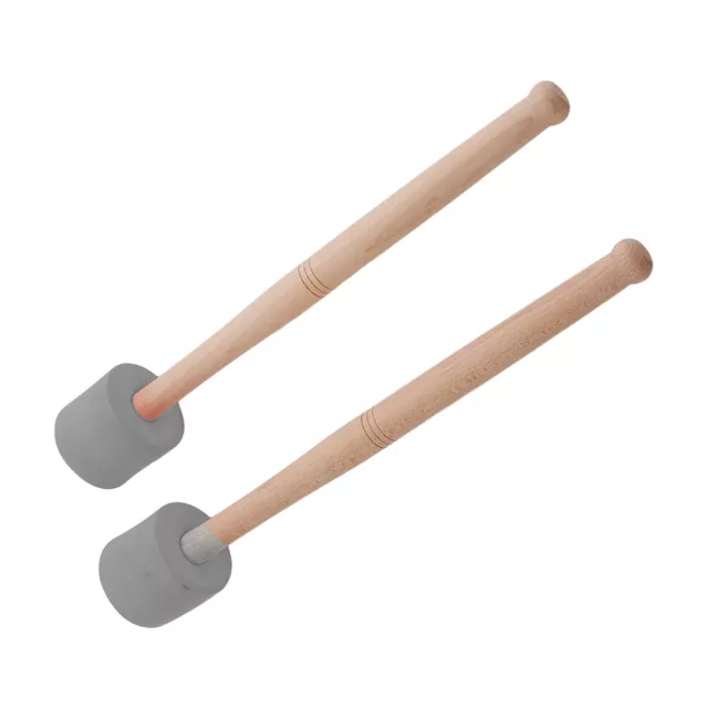 (Gris) 2X Bass Foam Drum Mallet Oak Handle EVA Foam Head Percusseur Anti Slip 3