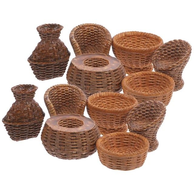 12Pcs Small Landscape Miniature Woven Basket for Photography Decorate