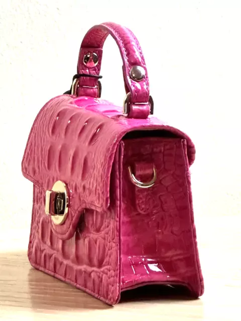 Nwt Brahmin Arietta Paradise Pink Leather Chain Link Party Xbody Mini Me Handbag 3