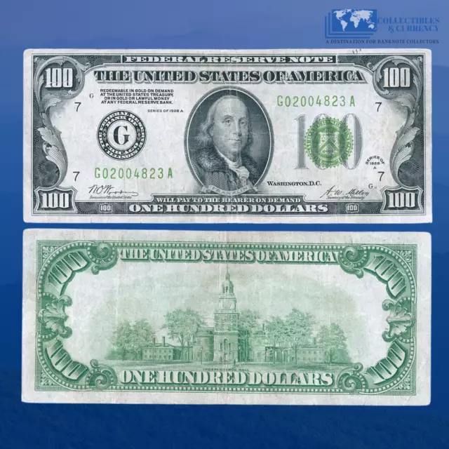 Fr.2151-G 1928A $100 One Hundred Dollars, FRN Chicago Redeemable In Gold,VF