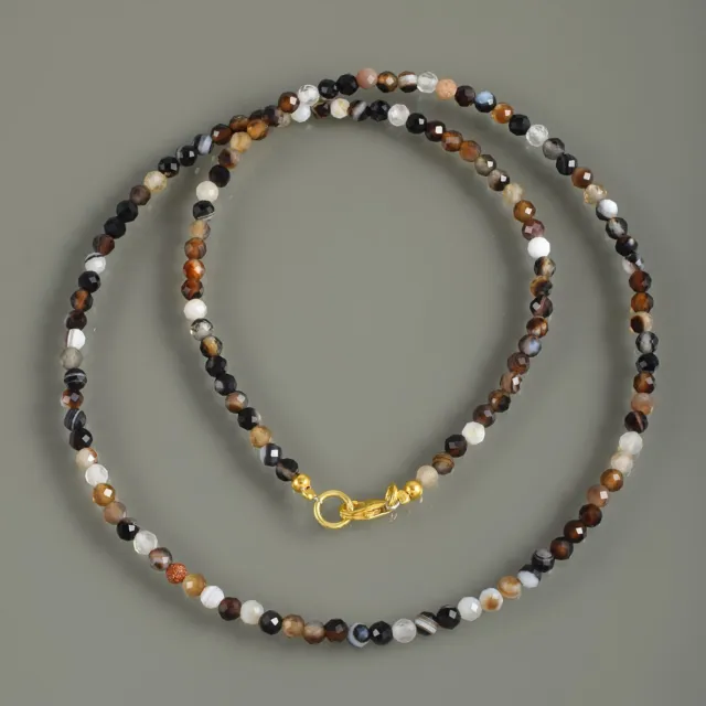 Natürlich 3mm Botswana Achat Runde Perlen Bunt Edelstein Handgemacht Halskette