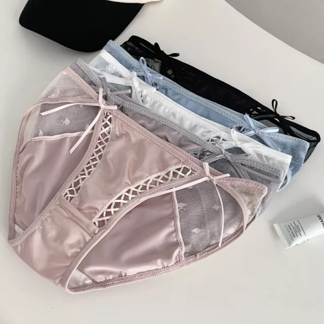 Black Bow Women's 5-Pack High Waist Soft Lace Modal Brief Underwear | E23
