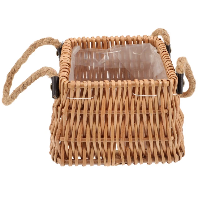 Cesta decorativa tejida cesta tejida portátil floristería embalaje
