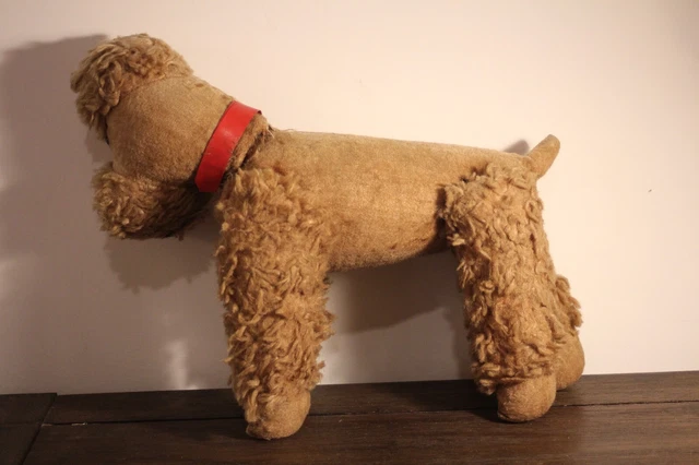 LOT ANCIEN CHIEN Chat Ane En Peluche Sur Roulette - Yeux En Verre EUR