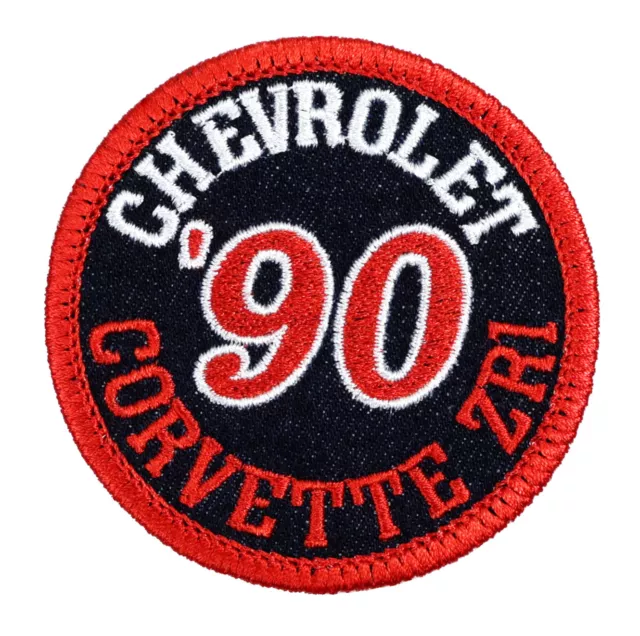 1990 Chevrolet Corvette ZR1 Embroidered Patch Blue Denim/Red Iron-On Sew-On Hat