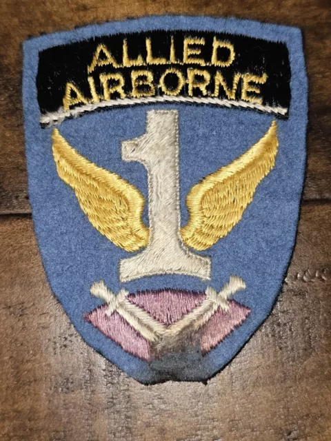 WWII US Army BRITISH MADE 1st Allied Airborne Blue Gray Wool Patch L@@K!!!