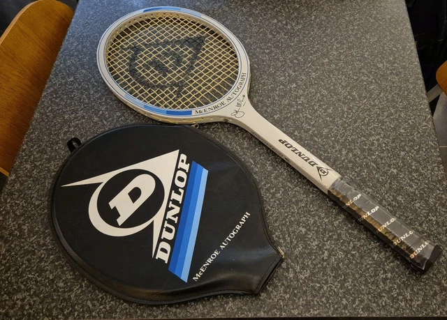 A Dunlop Maxply McEnroe with custom cover