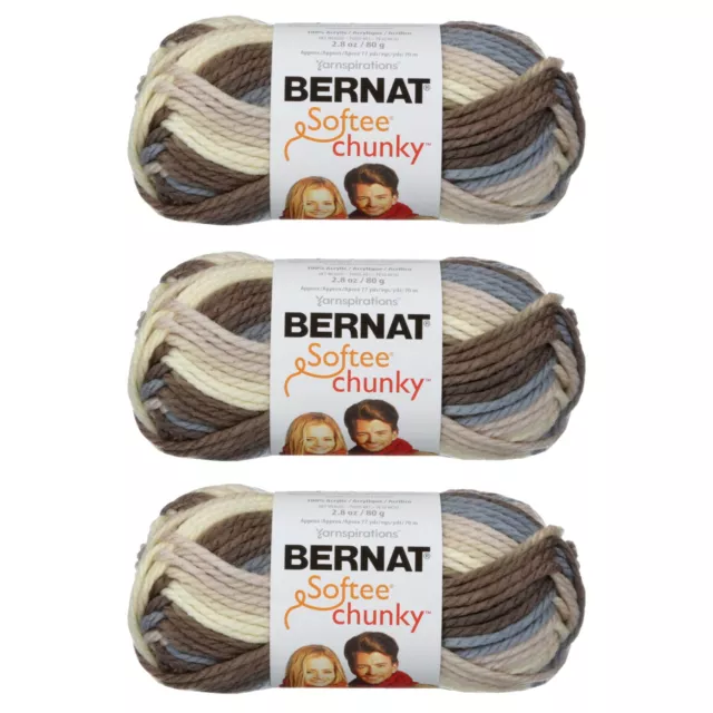 Bernat Softee Chunky Ombres Yarn 80G/2.8OZ Super Bulky Yarn - 3 Pack