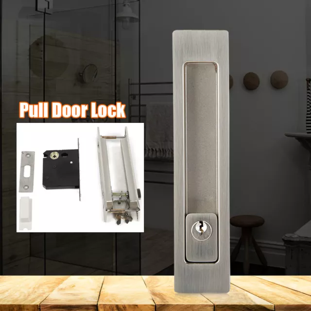 Brushed Nickel Lock Square Privacy Door Sliding Pure Copper Lock Core With Key