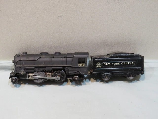 Vintage Marx Prewar O Gauge #999 2-4-2 Locomotive & NYC Tender, Tested & Runs