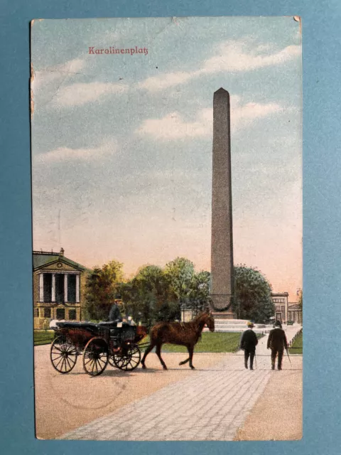 Alte AK von München, Karolinenplatz, Obelisk, Maxvorstadt, gelaufen 1910