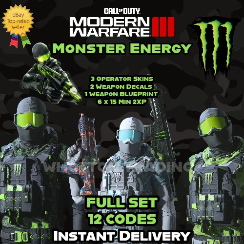 CALL OF DUTY Modern Warfare 3 Monster Energy ensemble complet de 12