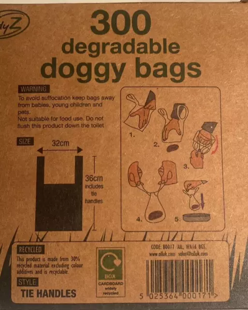 300 Dog poo bags strong rolled large degradable handles puppy poop waste bag 3