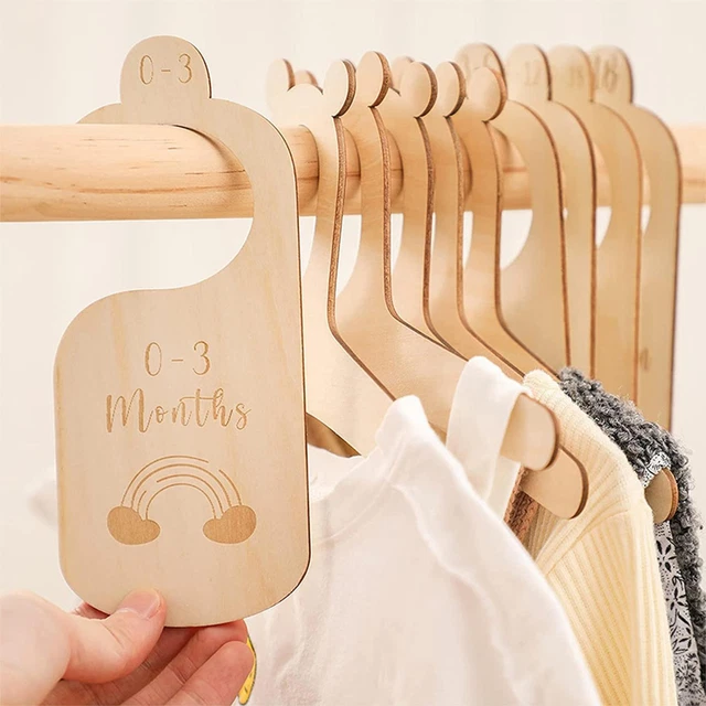 7 Pieces Double Sided Wooden Closet Divider,Nursery Clothes Organizers,Newborn