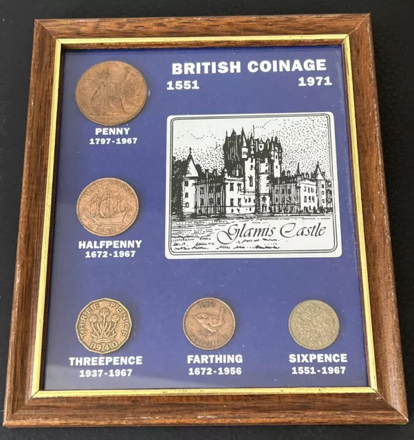 Gb British Coinage Glamis Castle Framed Coins Set