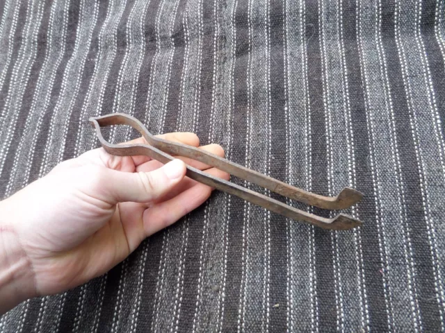 Antique Small Fireplace Cooking Tool Clamps Wood Stove Hearth Wrought Iron Tongs