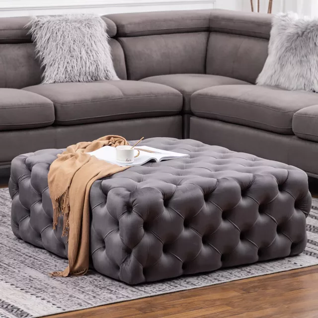 Square Upholstered Chesterfield Footstool Coffee Table Foot Stool Pouffe Seat