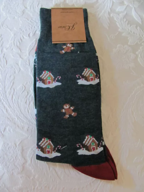 J.Crew Critter Dress Socks-Gingerbread Men/House- Lightweight-Men's One Size-NWT