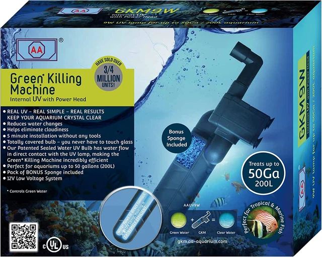 GKM9W Internal UV for Aquariums up to 50Ga,Black