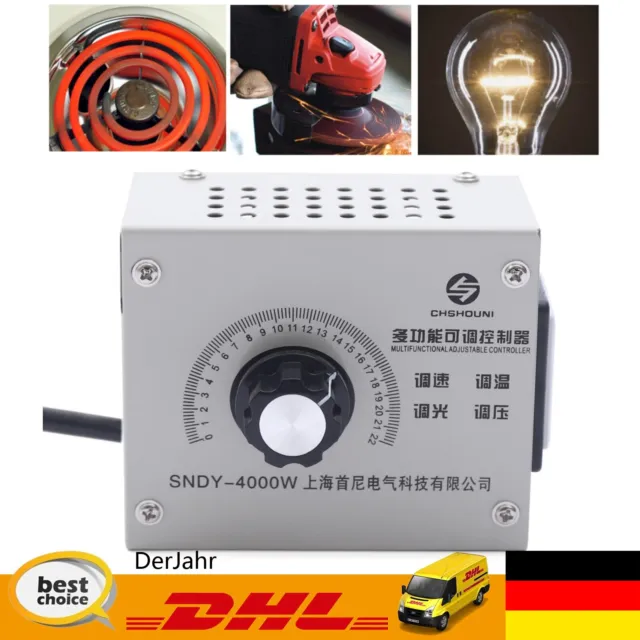 AC 220V SCR Spannungsregler Drehzahlregler Dimmer Thyristor Controller 4000W