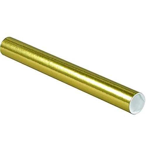 Tape Logic TLP2018GO Mailing Tubes with Caps 2" x 18" Gold Pack of 50