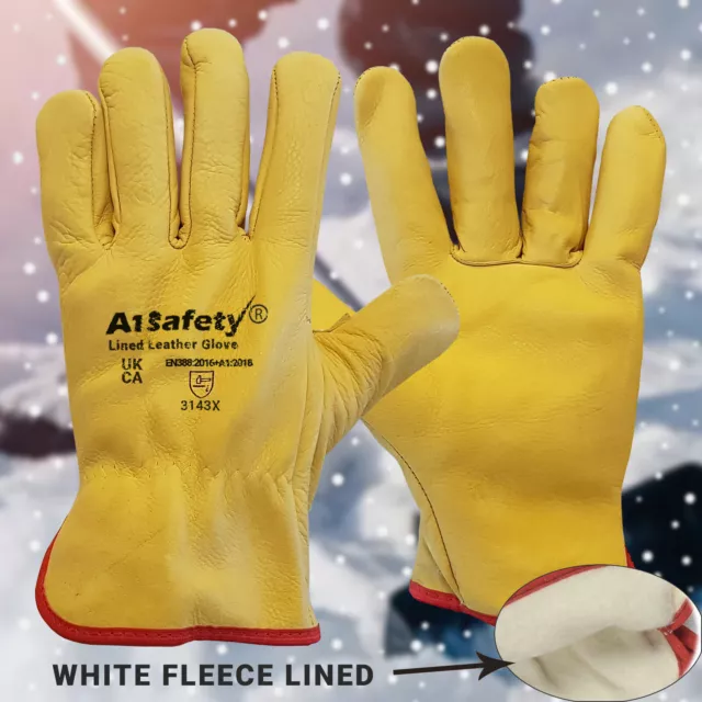 Thermal Winter Warm Leather Work Gloves Freezer Driver Cold Safety Gardening