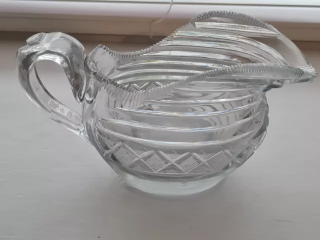 Georgian early 19th century cut glass cream jug with looped handle