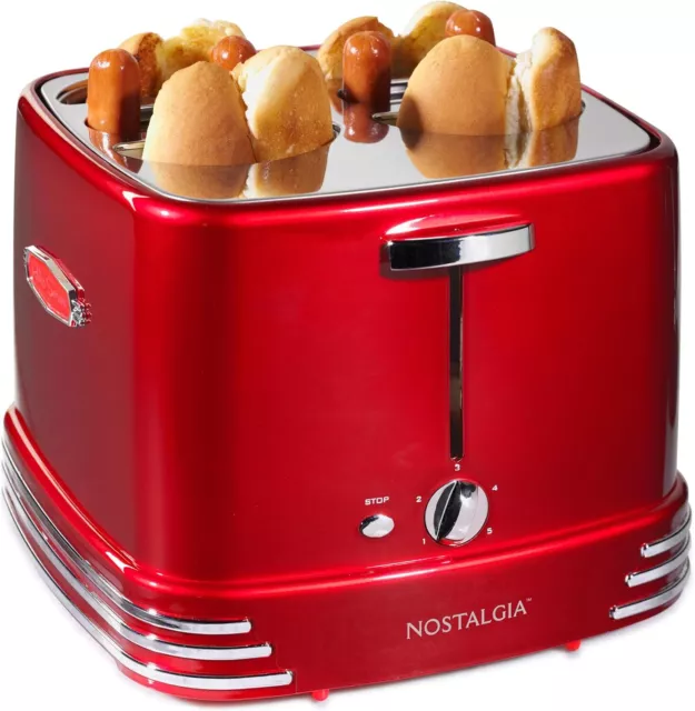 Hot dog toaster with chicken, Turkey, vegetable links, sausage  metallic red