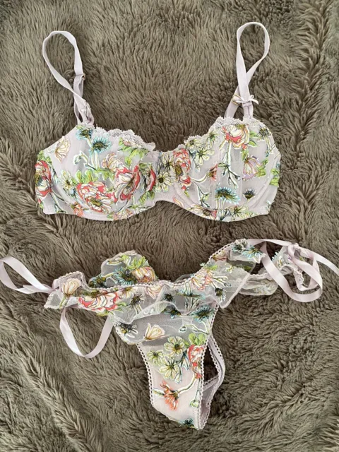 VICTORIAS SECRET DREAM Angels Wicked Embroidered Unlined Bra 32C Set Small  Panty $60.00 - PicClick