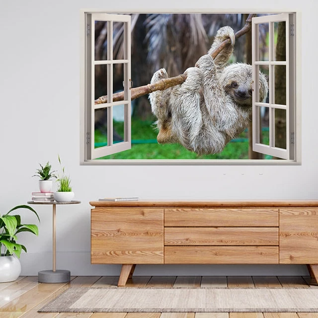 Sloths In Rescue Centre In Costa 3d Window View Wall Sticker Poster Decal A935