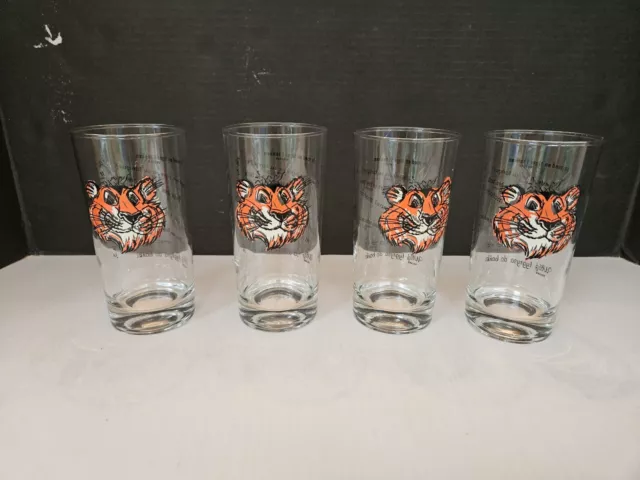 4 Vintage Exxon Esso Tiger Drinking Glasses 1960’s Put a Tiger In Your Tank