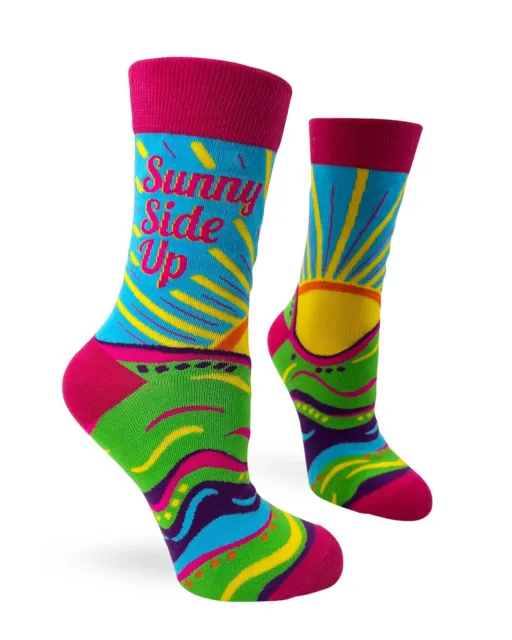 Fabdaz Sunny Side Up Positive Words Sun Sunshine Women's Novelty Crew Socks