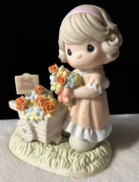 NO BOX 2001 Precious Moments June Rose Beautiful - Girl with Flower Cart 101521