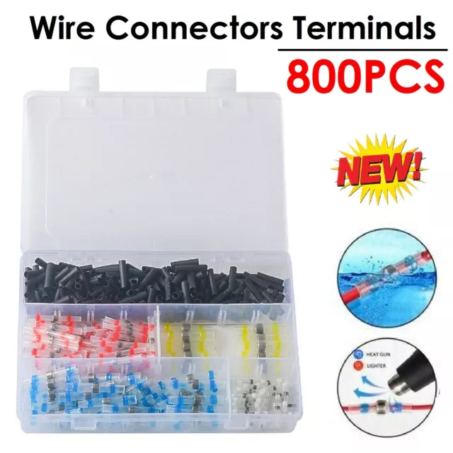 800PCS Solder Seal Sleeve Waterproof Heat Shrink Butt Wire Connectors Terminals